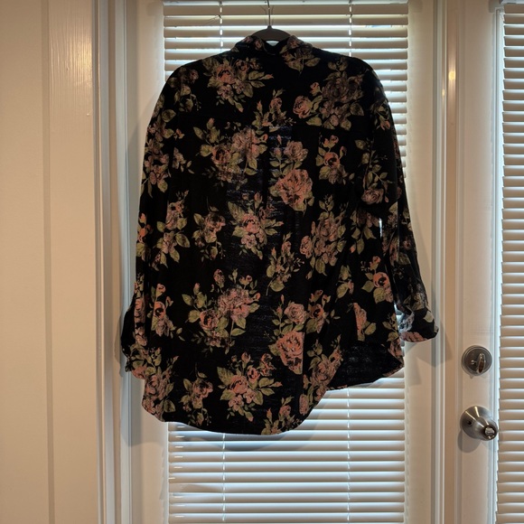 Wildfox Black Floral Oversized Flannel Button Down - Picture 3 of 5